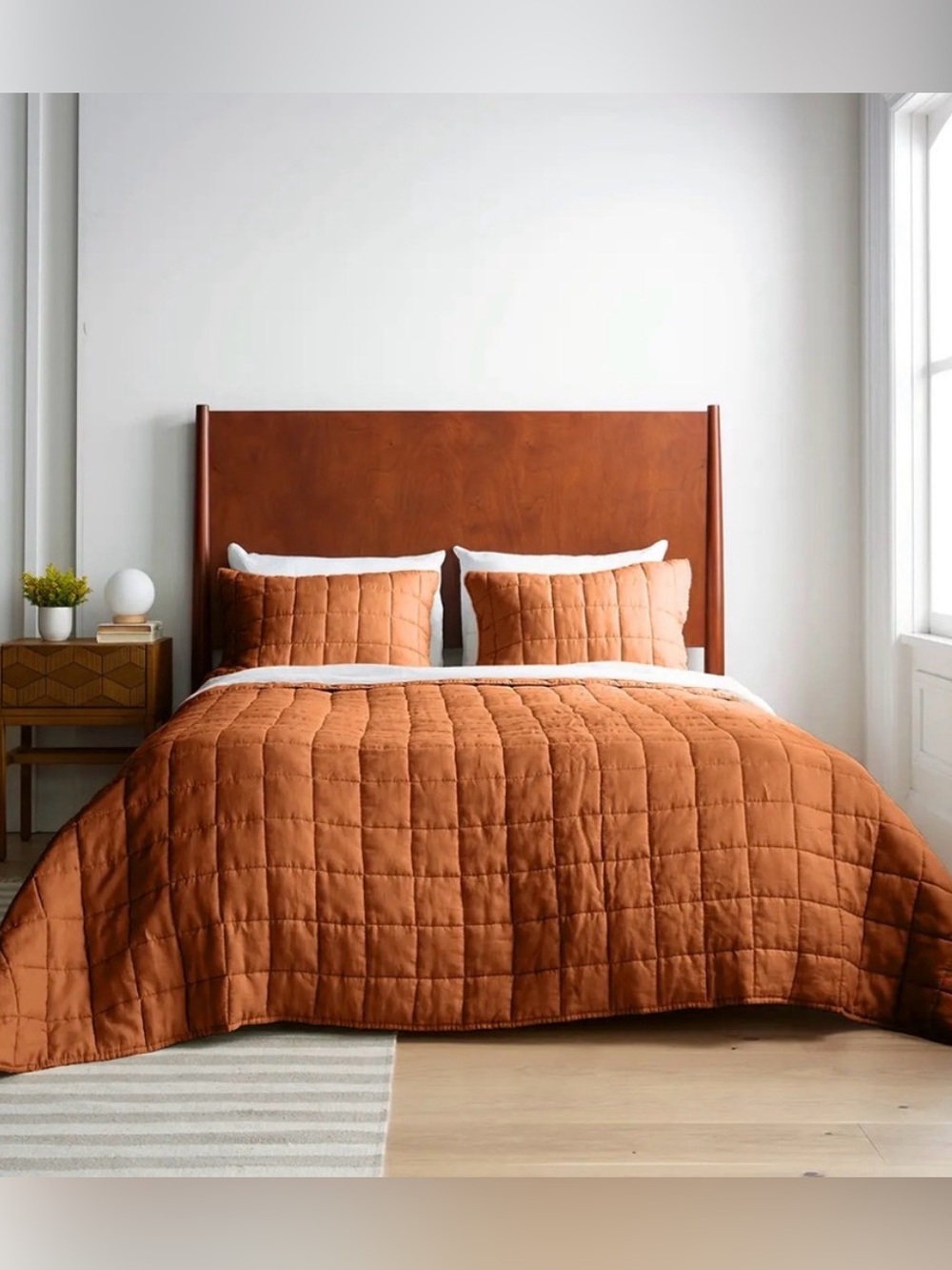NWOT Quince European Linen Box Quilt King / Cal King in Terracotta